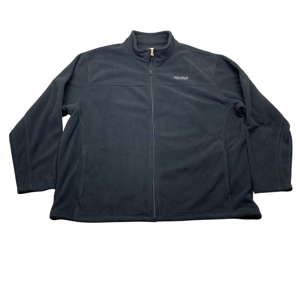 Red Head Brand Co Mens Black Fleece Full Zip Jacket Size XL Grunge Retro Preppy